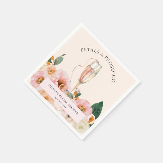 Serviette En Papier Boho Fleurs roses et prosecco (Coin)