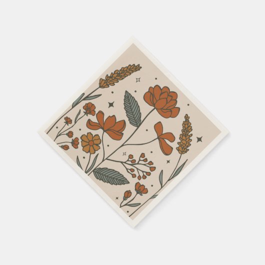 Serviette En Papier Boho Fleurs sauvages (Coin)