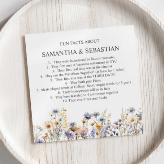 SERVIETTE EN PAPIER BOHO FLEURS SAUVAGES MEADOW FUN FACT MARIAGE