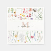 Serviette En Papier Boho Fleurs sauvages Nom personnalisé Monogramme (Devant)