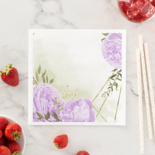 Serviette En Papier Boho fleurs violettes vert feuille papier botaniqu