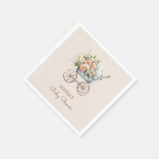 Serviette En Papier Boho Floral Baby Carriage Baby shower (Coin)