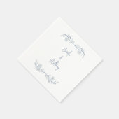 Serviette En Papier Boho floral bleu Haut Mariage frontalier (Coin)