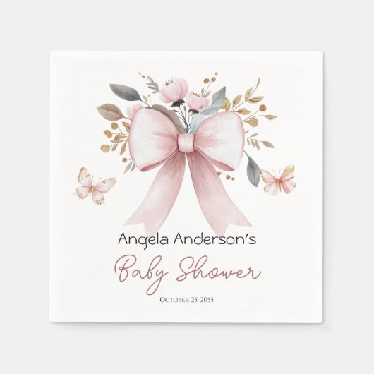 Serviette En Papier Boho Floral Bow Girl Baby shower (Devant)