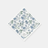 Serviette En Papier Boho Floral Dusty Blue Motif Mariage (Coin)