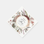 Serviette En Papier Boho Floral Fantaisie Lavis de Mariée (Coin)