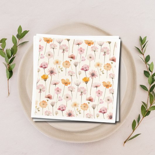 Serviette En Papier Boho Floral Fleur sauvage