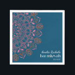 Serviette En Papier Boho Floral Mandala Turquoise Bat mitzvah bleu per<br><div class="desc">Boho Floral Mandala Turquoise Bleu Bat mitzvah Personnalisé Napkins</div>
