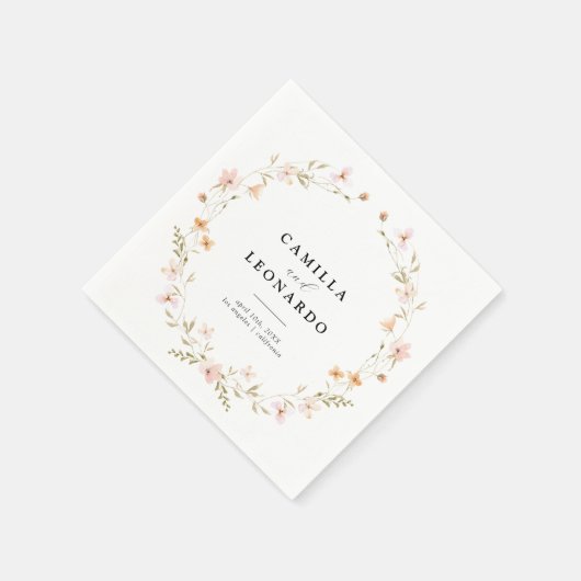 Serviette En Papier Boho Floral Mariage (Coin)