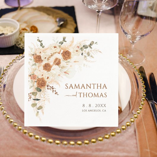 Serviette En Papier Boho Floral Mariage | Terracotta Calla Lily