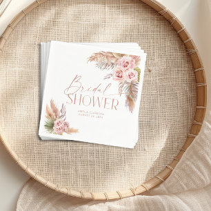 Serviette En Papier Boho Floral Pampas Rose Gold