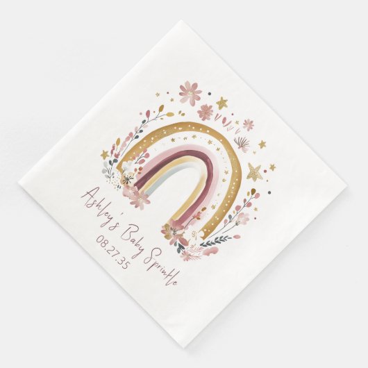 Serviette En Papier Boho Floral Rainbow Baby Sprinkle (Coin)
