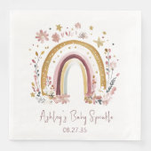 Serviette En Papier Boho Floral Rainbow Baby Sprinkle (Devant)