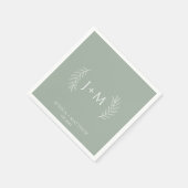 Serviette En Papier Boho Floral Sage Green Mariage (Coin)