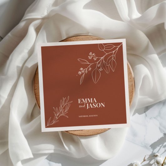 Serviette En Papier Boho Floral Terracotta Mariage serviettes