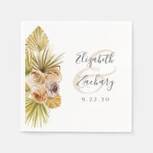 Serviette En Papier Boho Floral Tropical Earth Tones Mariage (Devant)