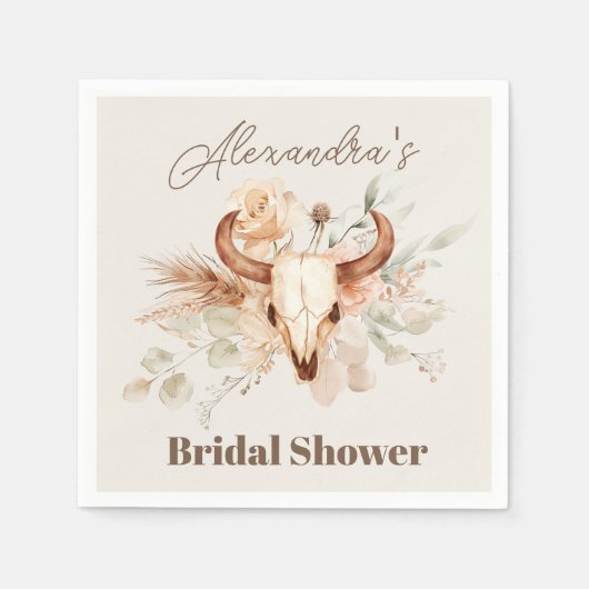 Serviette En Papier Boho Floral Western Fête des mariées (Devant)