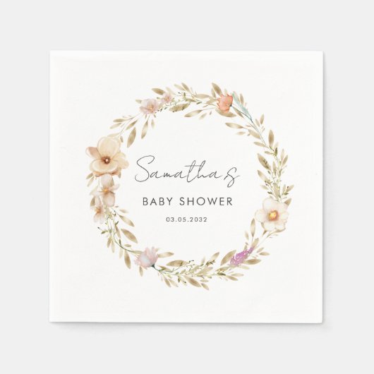 Serviette En Papier Boho Flower Baby Shower (Devant)