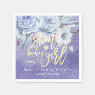 Serviette En Papier Boho Flowers Baby shower Sweet Baby Girl