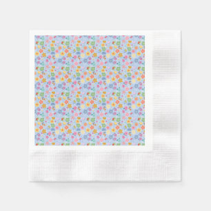 Serviette En Papier Boho Flowers Motif B01.w Lblue BG