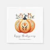 Serviette En Papier Boho Folk Citrouille Thanksgiving (Devant)