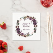 Serviette En Papier Boho foncé violet et rhum de beurre vert Rose (En situation)