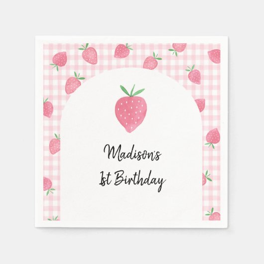 Serviette En Papier Boho fraise Berry Sweet Anniversaire (Devant)