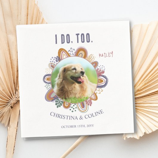 Serviette En Papier Boho Funny Pet Chien Chat Photo Mariage personnali