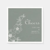 Serviette En Papier Boho Green Destination Floral Mariage Cheveux (Devant)