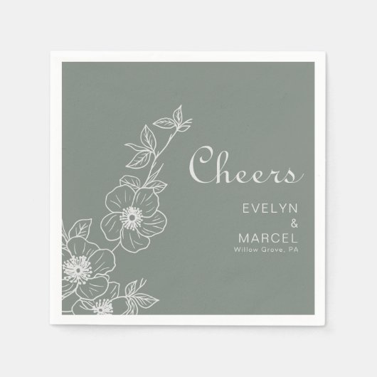Serviette En Papier Boho Green Destination Floral Mariage Cheveux (Devant)