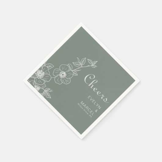 Serviette En Papier Boho Green Destination Floral Mariage Cheveux (Coin)