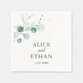 Serviette En Papier Boho Green Eucalyptus Mariage (Devant)