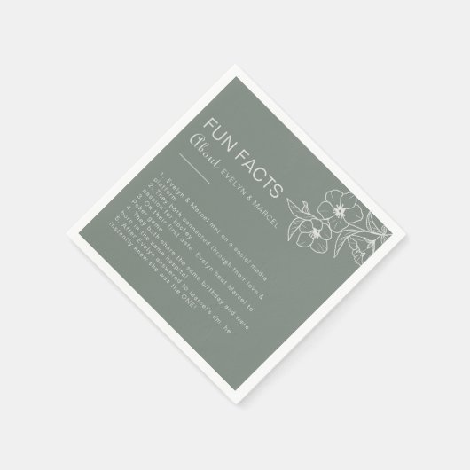 Serviette En Papier Boho Green Floral Trivia Fun Faits Mariage (Coin)