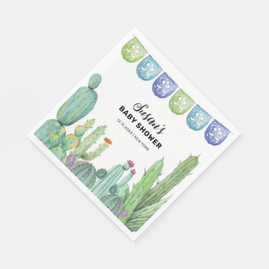 Serviette En Papier Boho Green Taco Fiesta Cactus Baby shower (Coin)