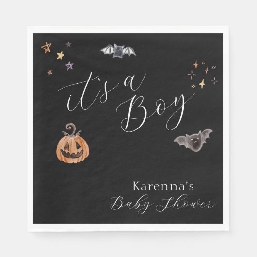 Serviette En Papier Boho Halloween C'est un Baby shower garçon (Devant)