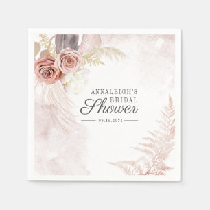 Serviette En Papier Boho Herbe de Pampa Terre Cuite Écriture Fête de M
