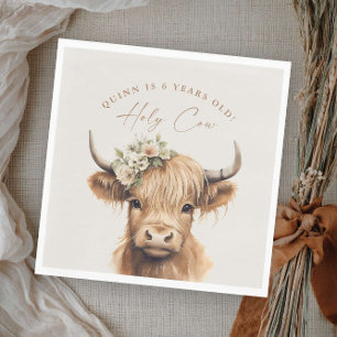 Serviette En Papier Boho Highland Cow Anniversaire de enfant Party