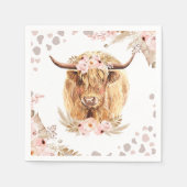 Serviette En Papier Boho Holy Cow Highland Pampas 1er Anniversaire (Devant)