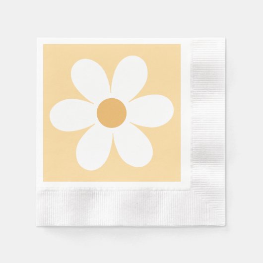 Serviette En Papier Boho jaune marguerite rétro (Devant)
