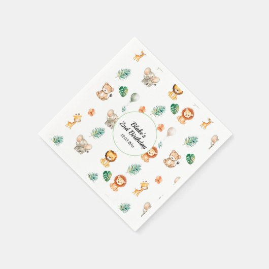 Serviette En Papier Boho Jungle Animaux (Coin)