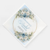 Serviette En Papier Boho light blue flowers eucalyptus gold bridal  (Coin)
