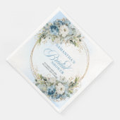 Serviette En Papier Boho light blue flowers eucalyptus gold bridal   (Coin)