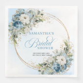 Serviette En Papier Boho light blue flowers eucalyptus gold bridal   (Devant)