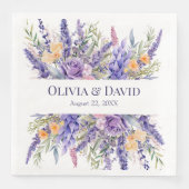 Serviette En Papier Boho Lilac Aquarelle Fleur sauvage Mariage (Devant)