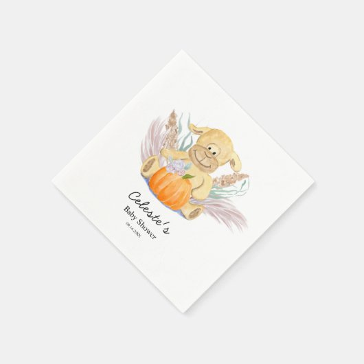 Serviette En Papier Boho Little Lamb Citrouille Baby shower aquarelle (Coin)