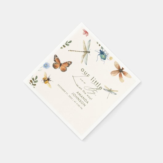 Serviette En Papier Boho Love Bug Insectes baby shower libellule (Coin)