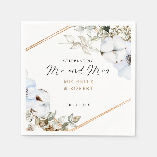 Serviette En Papier Boho Mariage Célébration de M. & Mme Custom Floral (Devant)