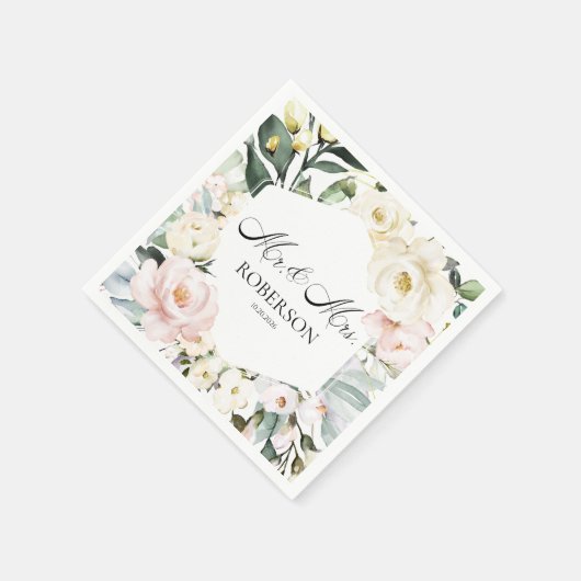 Serviette En Papier Boho Mariage de cadre fleuri (Coin)