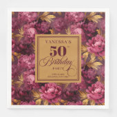 Serviette En Papier Boho Marsala Blush Gold de luxe 50e anniversaire (Devant)