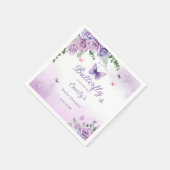 Serviette En Papier Boho mignon Floral Purple Butple fille Baby shower (Coin)